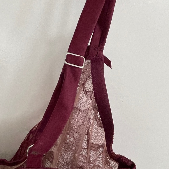 NWT Fleur du Mal Unlined Demi Lace Bra Size 34 F (34DDD) Mulberry color - Picture 6 of 15